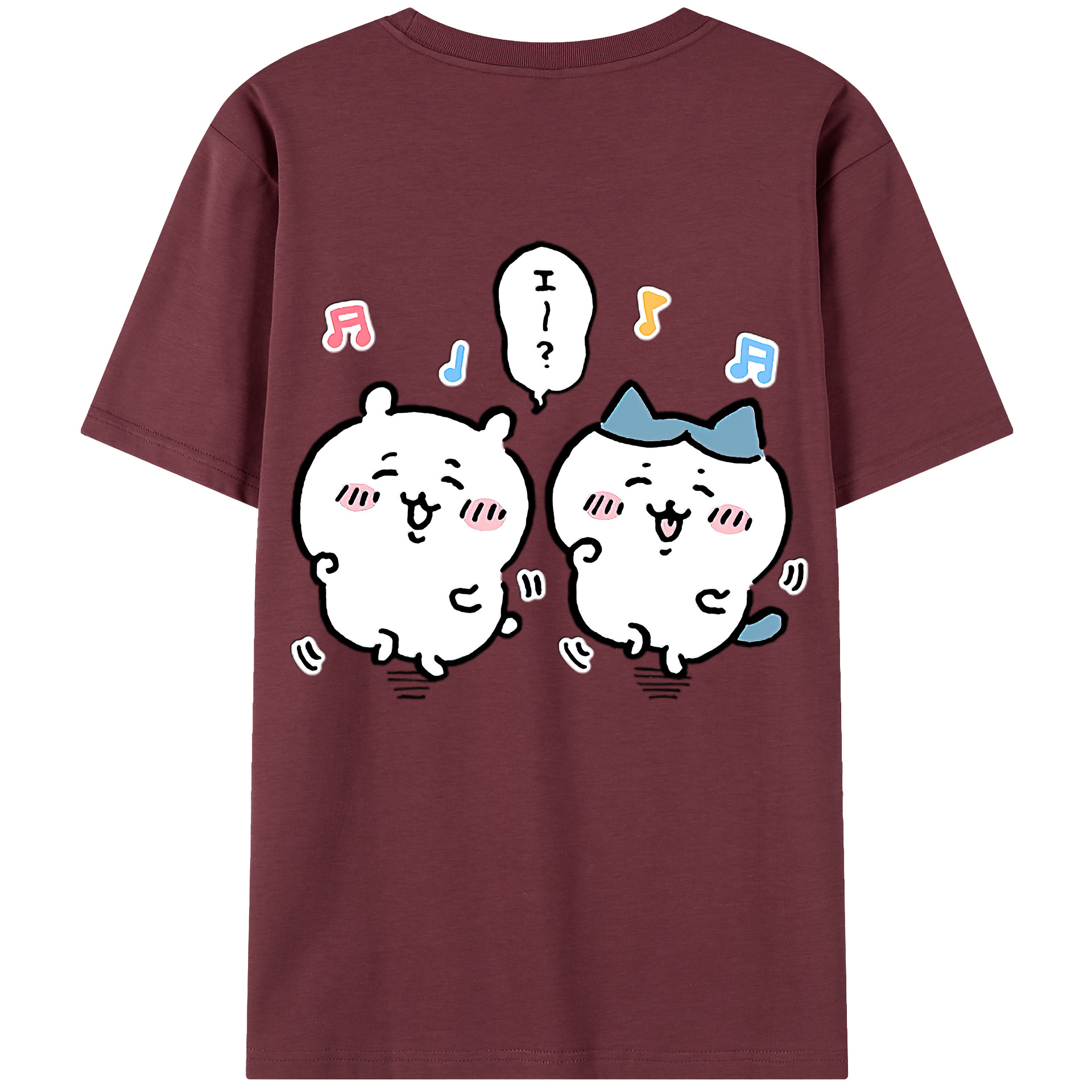 （画像用） ちいかわ ハチワレ Chii-kawa hachiware 綿100％半袖Tシャツ（背面プリント）